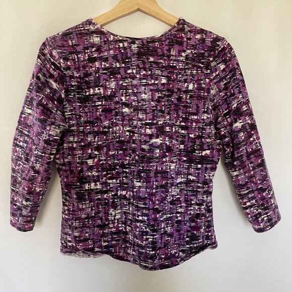 Lark Lane Petite women's size medium 3/4 sleeve vintage beaded purple shirt - Picture 5 of 5